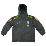 2025-26 Mens Brazil black Hooded Cotton Coat