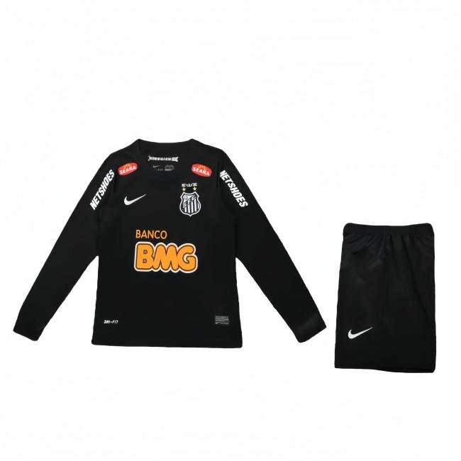 2013 KIDS Santos black long sleeve retro soccer jersry