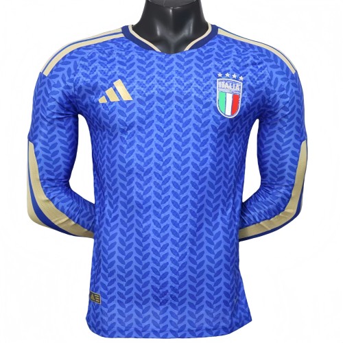 2026-27 Mens Italy home Player version blue Long Sleeve soccer jersey