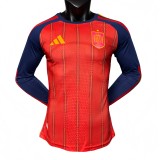 2026-27 Mens Spain home red  Player version Long Sleeve soccer  Jersey