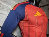 2026-27 Mens Spain home red  Player version Long Sleeve soccer  Jersey
