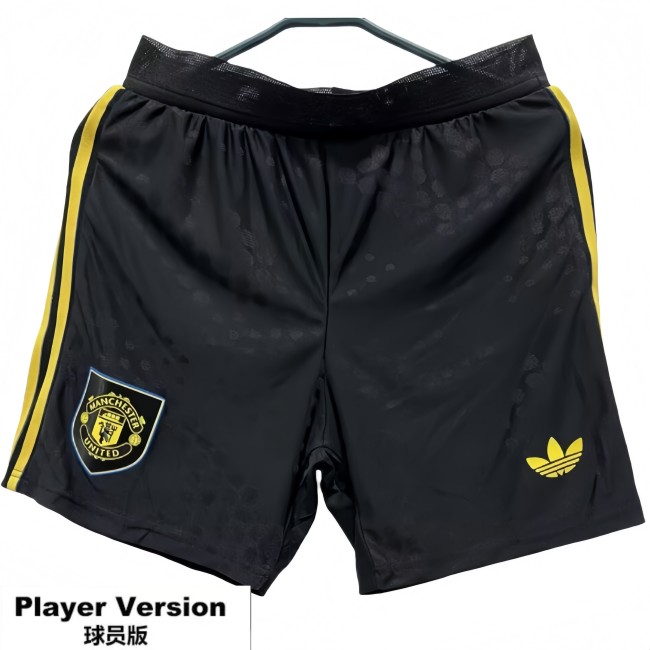 2025-26  Mens Manchester United third away Player version  black Shorts Pants
