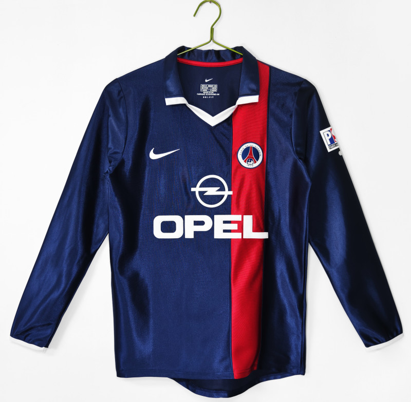 2001-02 Mens PSG home long sleeve Retro Soccer Jersey