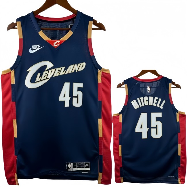 25-26 Cleveland Cavaliers MITCHELL #45 Royal blue Retro Top Quality Hot Pressing NBA Jersey (V领)