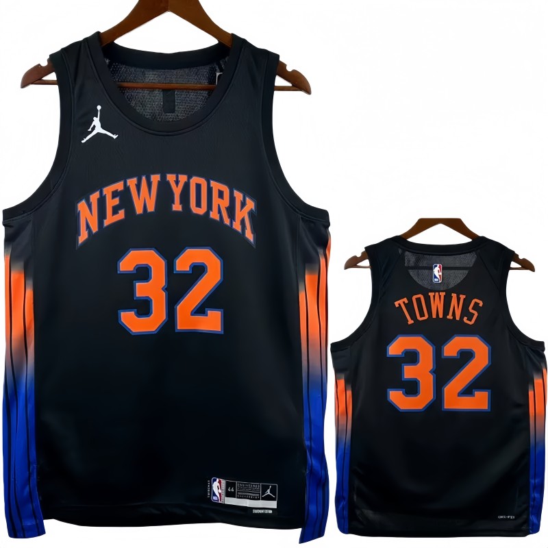 25-26 KNICKS TOWNS #32 Black Top Quality Hot Pressing NBA Jersey