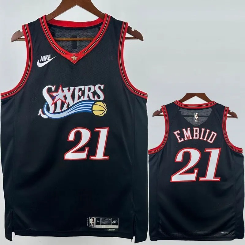 25-26 76ERS EMBIID #21 Black Top Quality Hot Pressing NBA Jersey (V领)