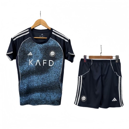 2025-26 Kids Al-Nassr away  blue soccer Jersey