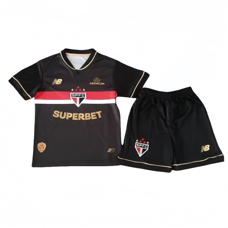 2025-26 Kids Sao Paulo Third away black red soccer jeysey
