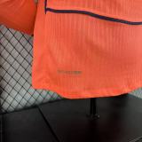 2025-26 Mens Barcelona  Third away Orange  Long Sleeve Player version soccer Jersey
