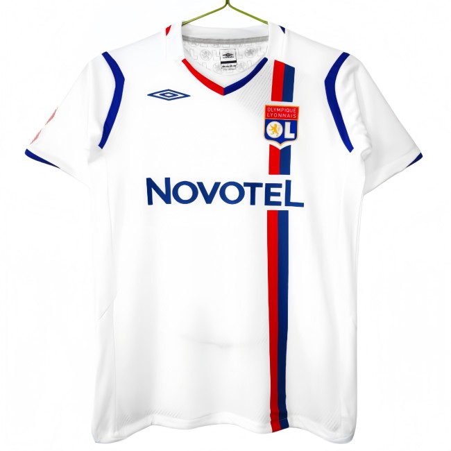 2008-09 Mens Lyon home white retro Soccer Jersey