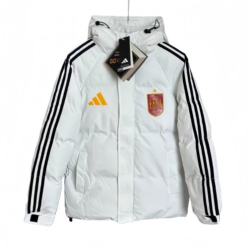 2026 Mens Spain white Hooded Cotton Coat