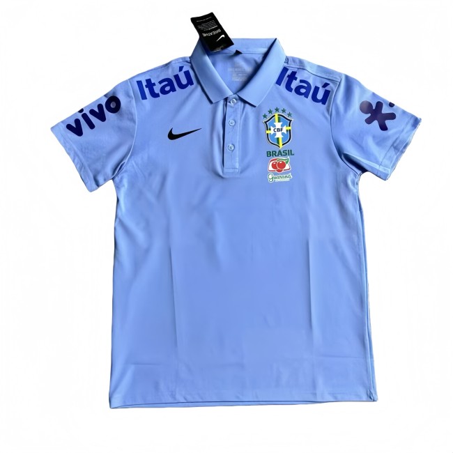 2025-26 Mens Brazil blue Polo soccer jersey
