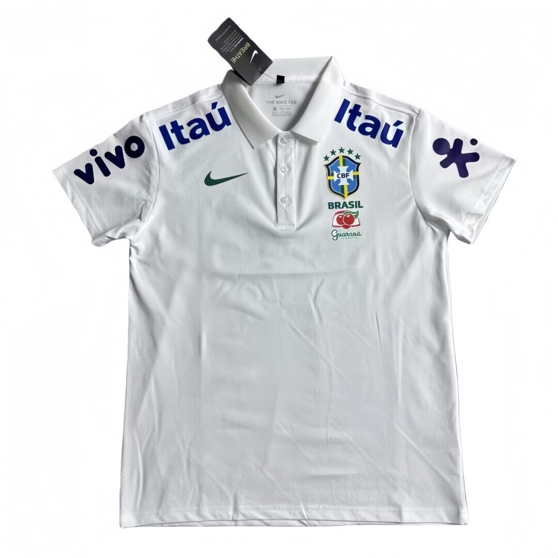 2025-26 Mens Brazil White  Polo soccer jersey