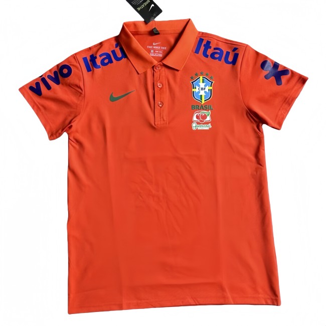 2025-26 Mens Brazil Orange Polo soccer jersey