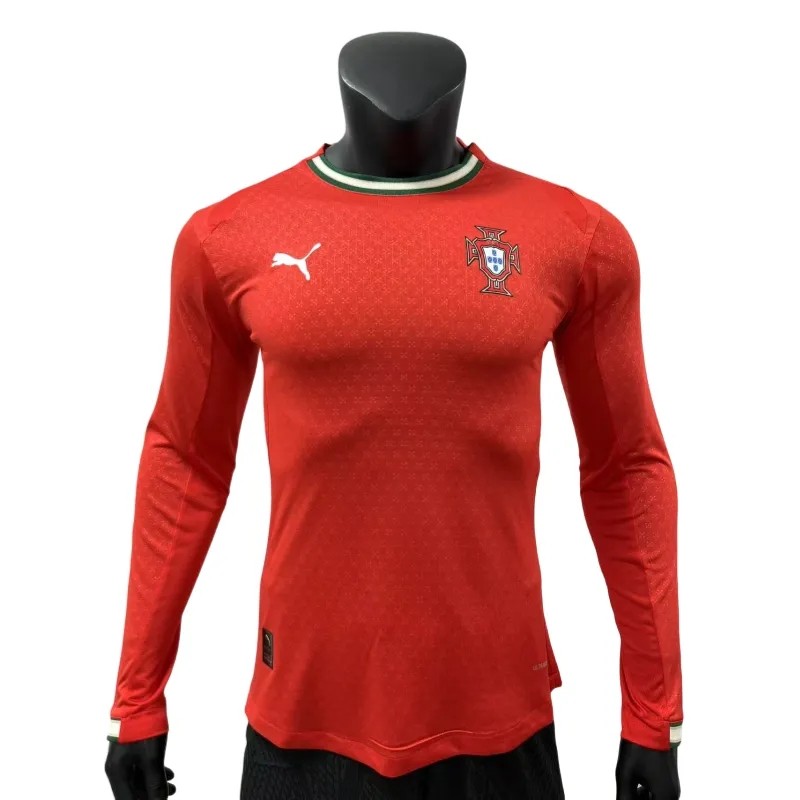 2025-26 Mens Portugal home red Player Long Sleeve Soccer Jersey