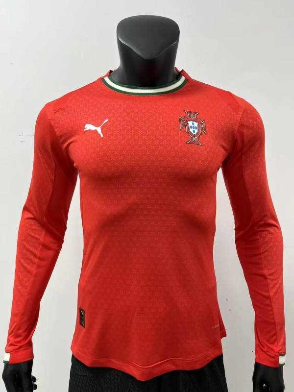 2025-26 Mens Portugal home red Player Long Sleeve Soccer Jersey