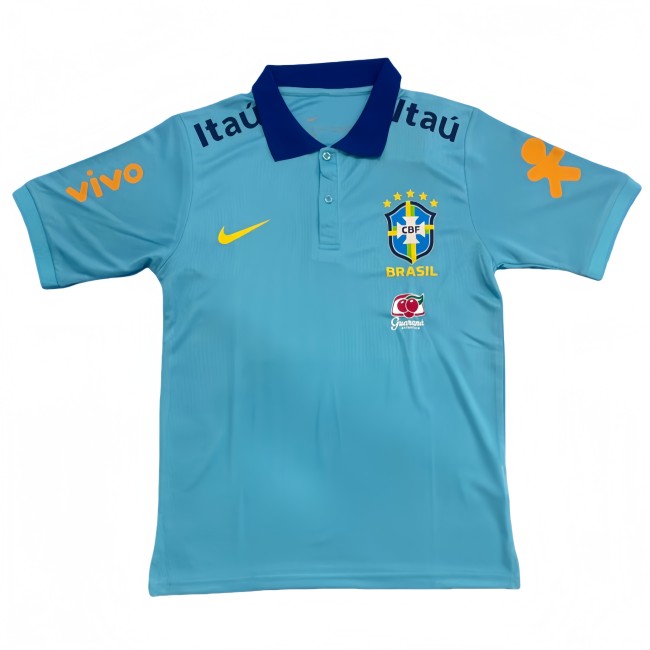 2025-26 Mens Brazil sky blue Polo soccer jersey