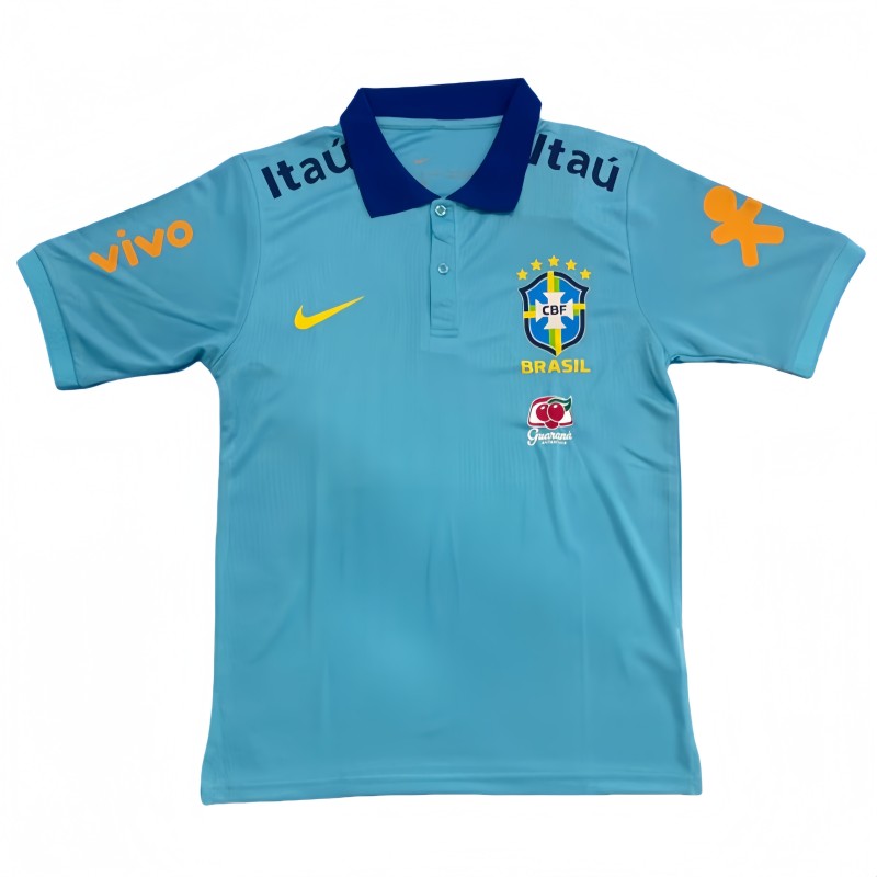 2025-26 Mens Brazil sky blue Polo soccer jersey
