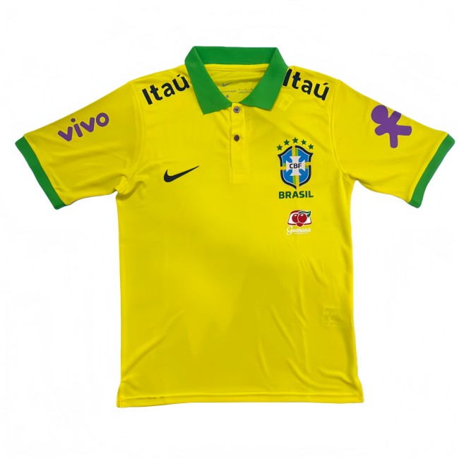 2025-26 Mens Brazil yellow Polo soccer jersey