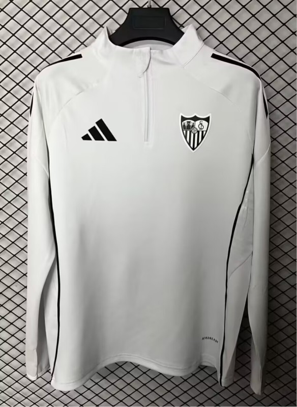 2025- 26 Mens Sevilla white Half Pull Sportswear Top
