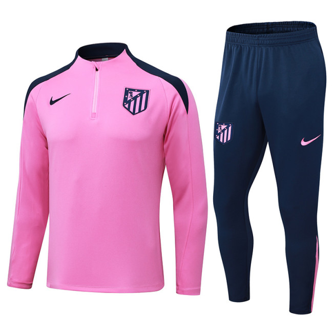 2024-25 Mens  Atletico Madrid pink Half-pull Tracksuit
