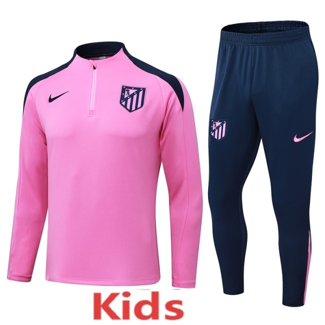 2024-25 Kids Atletico Madrid  pink  Half-pull  Tracksuit