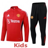 2025-26 KIDS Manchester United red Half-pull Tracksuit