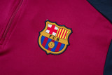 2025-26 Kids Barcelona Rose Red Half Pull Tracksuit