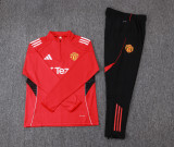 2025-26 KIDS Manchester United red Half-pull Tracksuit