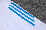 2025-26 Kids Real Madrid white blue Half Pull Tracksuit