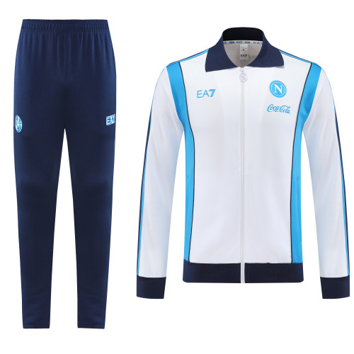 2025-26 Mens Napoli White Blue Jacket Tracksuit