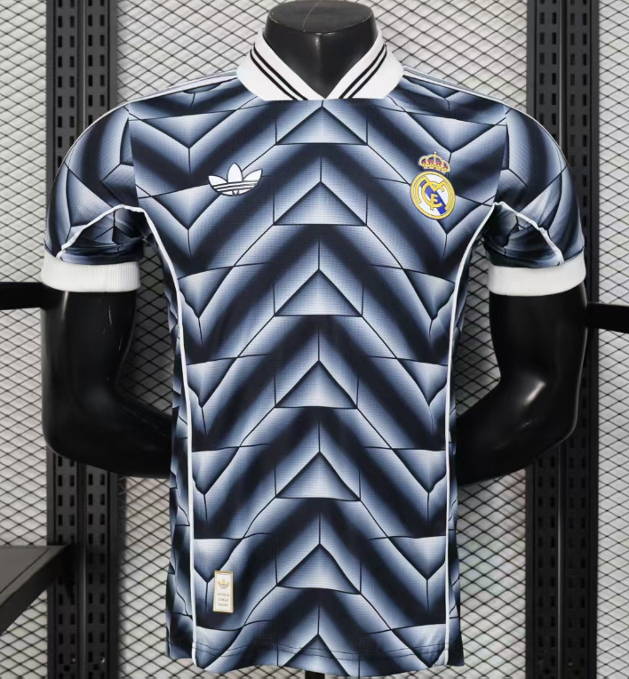 2025-26 Mens Real Madrid Black Blue Special Edition  Player Soccer Jersey