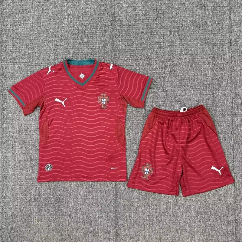 2026-27 KIDS Portugal home red soccer jersey