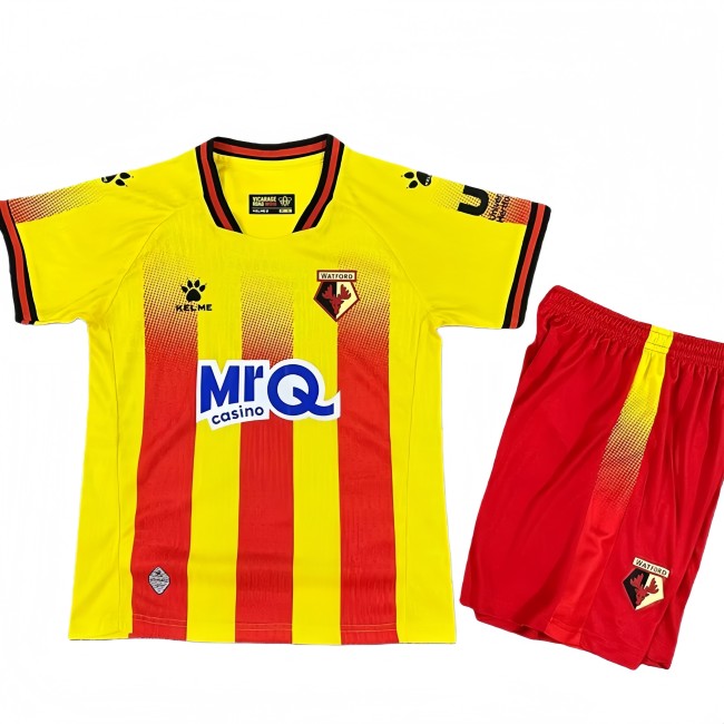 2025-26 Kids Watford home yellow Soccer Jersey