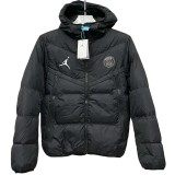 2025-26 Mens PSG Jordan Black Hooded Cotton Coat  CV002 AJ