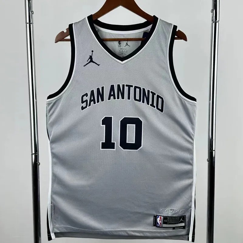 25-26 SA Spurs SOCHAN #10 Grey Top Quality Hot Pressing NBA Jersey