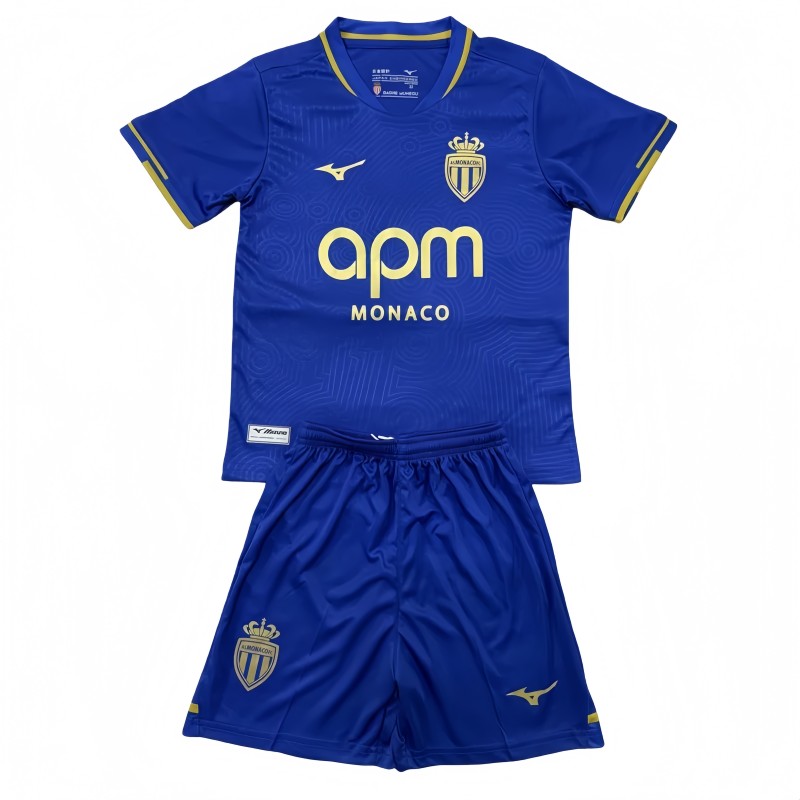 2025-26 Kids AS Monaco away blue soccer Jersey