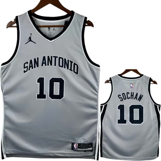 25-26 SA Spurs SOCHAN #10 Grey Top Quality Hot Pressing NBA Jersey