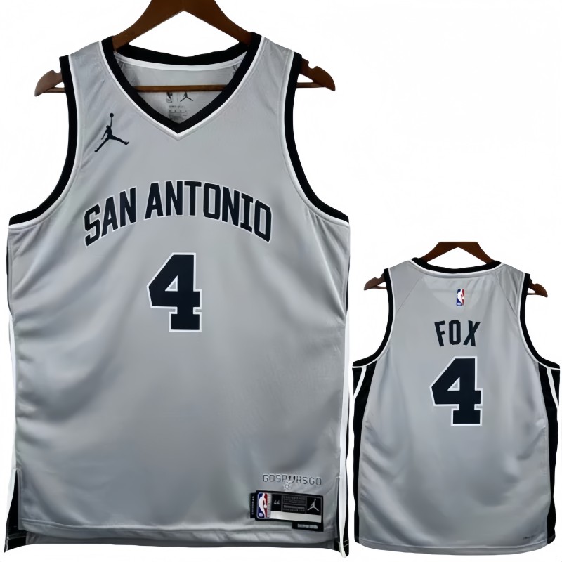 25-26 SA Spurs FOX #4 Grey Top Quality Hot Pressing NBA Jersey