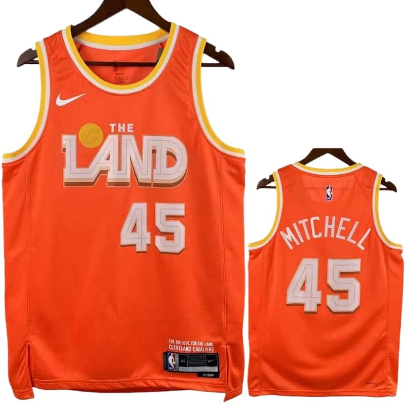 25-26 Cleveland Cavaliers MITCHELL #45 Orange City Edition Top Quality Hot Pressing NBA Jersey