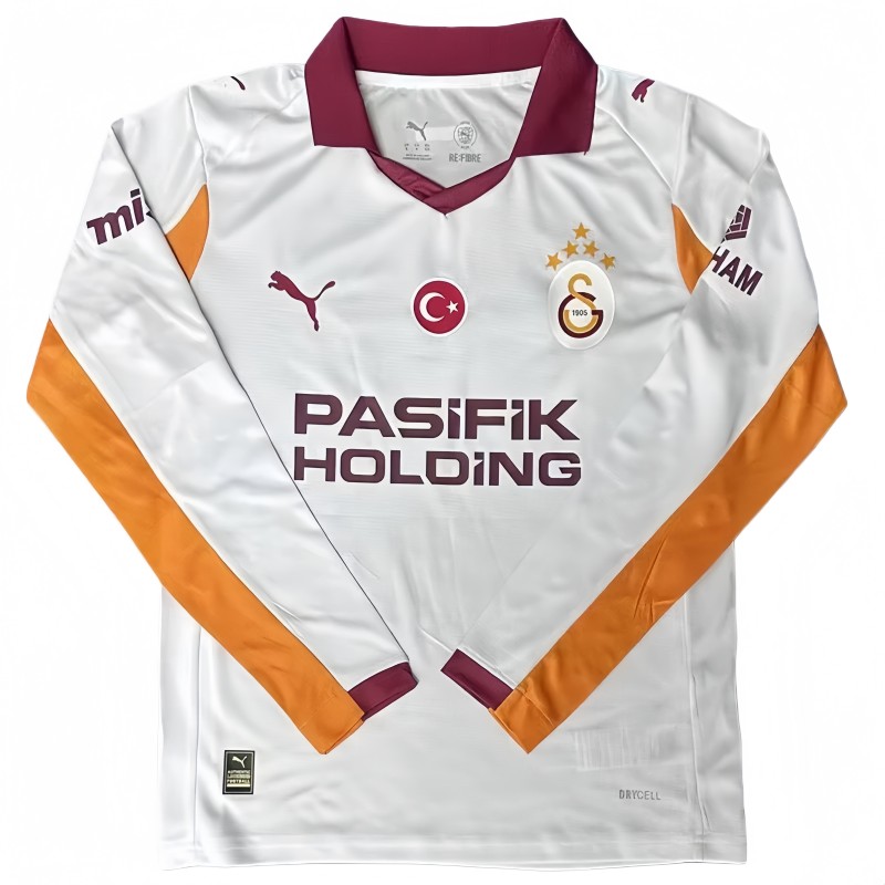 2025-26 Mens Galatasaray Away white long sleeve Soccer Jersey