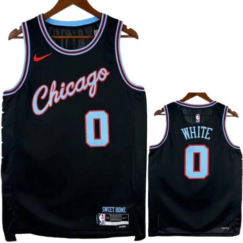 25-26 BULLS WHITE #0 Black City Edition Top Quality Hot Pressing NBA Jersey
