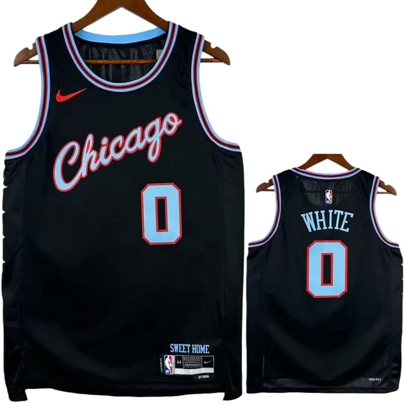 25-26 BULLS WHITE #0 Black City Edition Top Quality Hot Pressing NBA Jersey