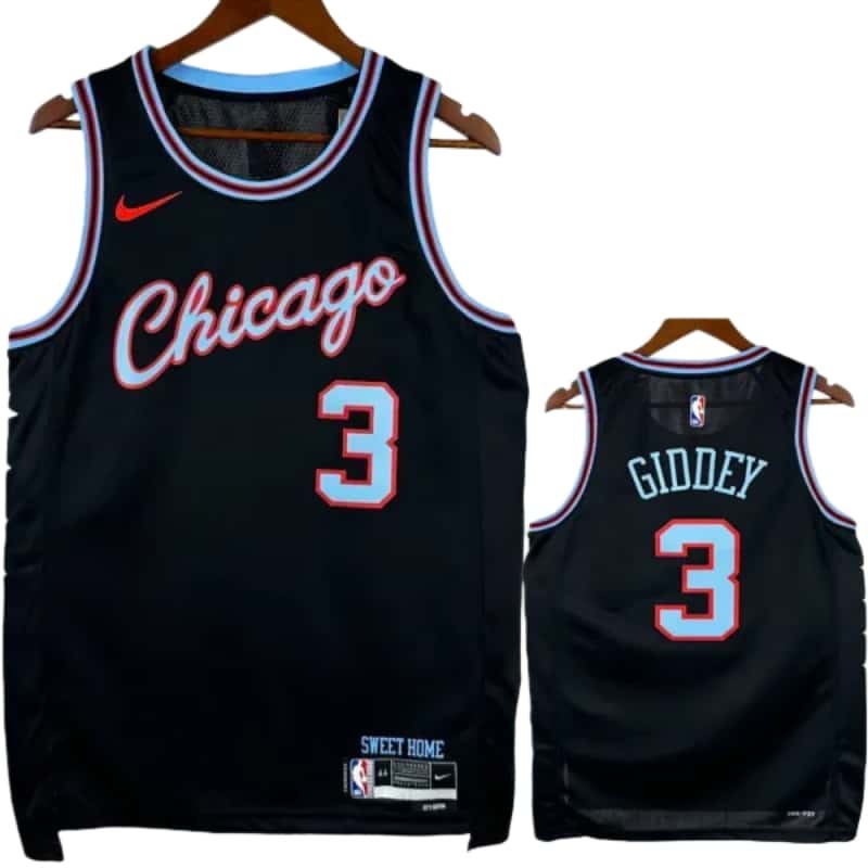 25-26 BULLS GIDDEY #3 Black City Edition Top Quality Hot Pressing NBA Jersey