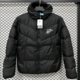 2025-26 NK Black Hooded Cotton Coat CV003