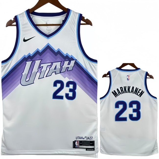 25-26 JAZZ MARKKANEN #23 White Top Quality Hot Pressing NBA Jersey