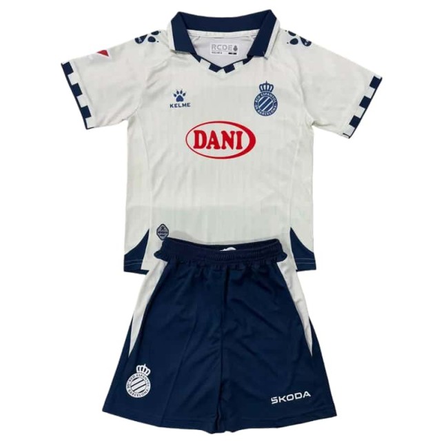 2025-26 Kids  RCD Espanyol Away white Soccer Jersey