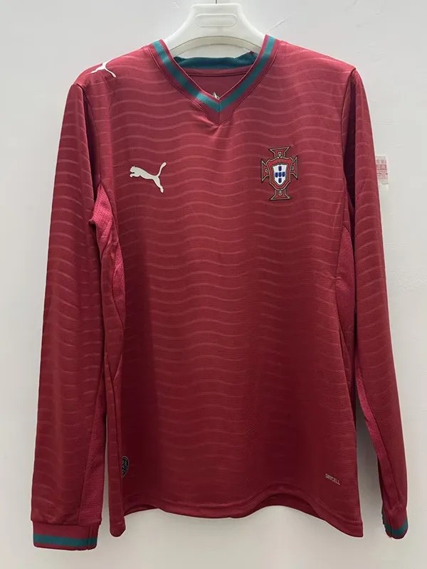 2026 Mens Portugal home red  long sleeve Soccer Jersey