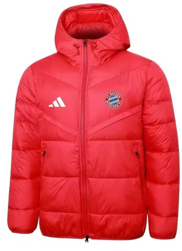 2025-26 Mens Bayern Munich red Hooded Jacket  Cotton Coat