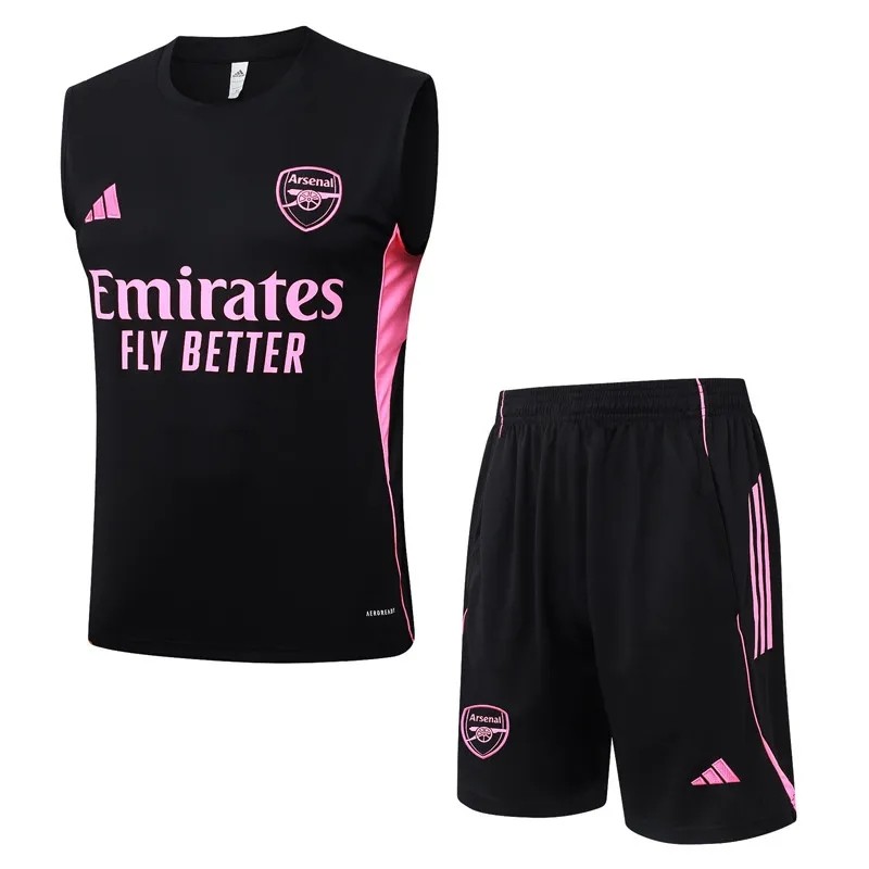 2025-26 Mens Arsenal Black  vest Training Short Suit  #D25236